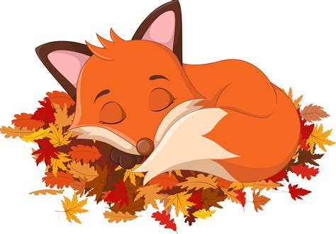 Cute fox sleeping on autumn leaves 4991898 Vector Art at Vecteezy