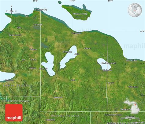 Satellite Map of Cheboygan County