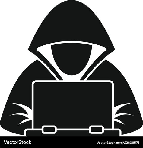 Hacker laptop icon simple style Royalty Free Vector Image