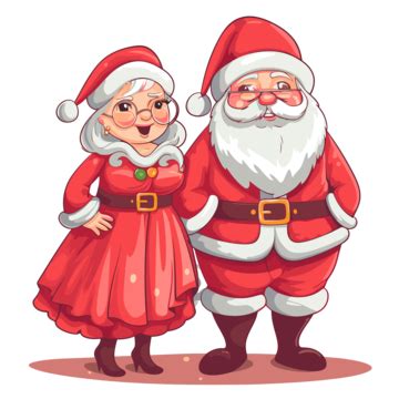 Cute Santa And Mrs Claus Vector, Sticker Clipart An Old Couple Santa Claus In Classic Cartoon ...