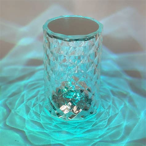 Portable 9 Color Touch Control Bedside Decor Desk Night Light Rechargeable Acrylic Crystal Table ...