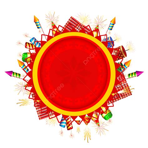 Happy Diwali Red Design With Fire Crackers And Firework Elements, Fireworlk, Crackers, Diwali ...