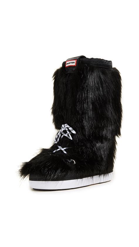 Lyst - HUNTER Original Faux Fur Snow Boots in Black