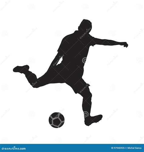 Soccer Player Kicking Ball, Isolated Silhouette Stock Vector - Illustration of isolated, people ...