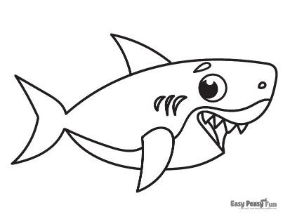 Free Swimmer With Shark Coloring Pages