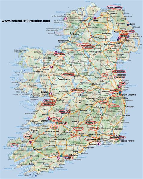 Printable Tourist Map Of Ireland