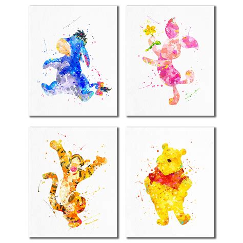 Buy Winnie the Pooh Watercolor Prints - Nursery Wall Art Decor Prints - Set of 4 (8 inches x 10 ...