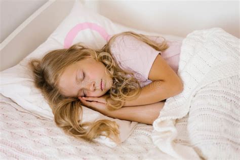 Adorable Little Girl Sleeping in Bed Stock Photo - Image of childhood, lying: 268089082