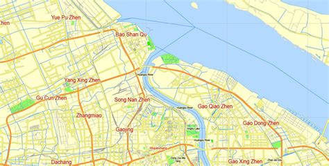 Shanghai, China, Free printable editable vector map SVG in English