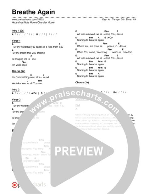 Breathe Again Chords PDF (Housefires / Nate Moore / Chandler Moore) - PraiseCharts