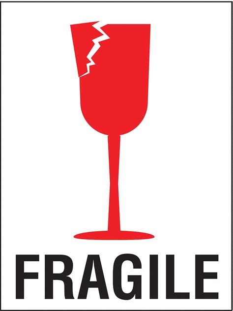 Fragile, Broken Glass, 3 in Label Wd, Instructional Handling Label - 16U993|16U993 - Grainger