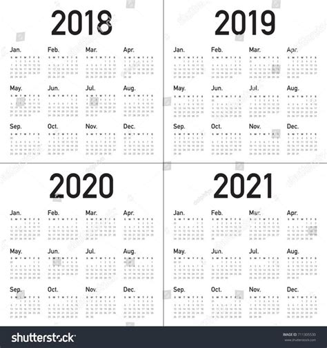 4 Year Calendar Template