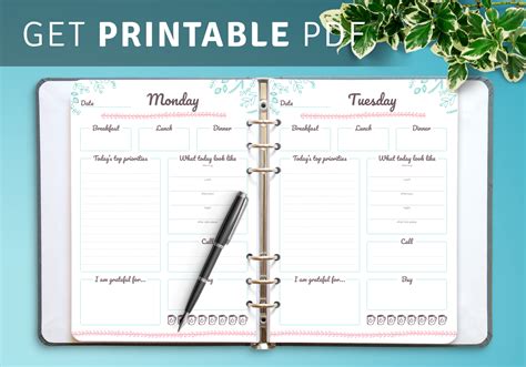 Download Printable 7 Days Weekly Planner PDF