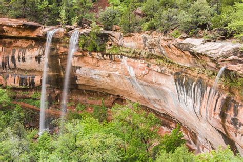 Double waterfalls at Zion's Emerald Pools - Utah National Park Trips