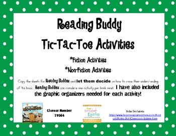 Reading Buddy Activities by Rebecca Boehler | Teachers Pay Teachers