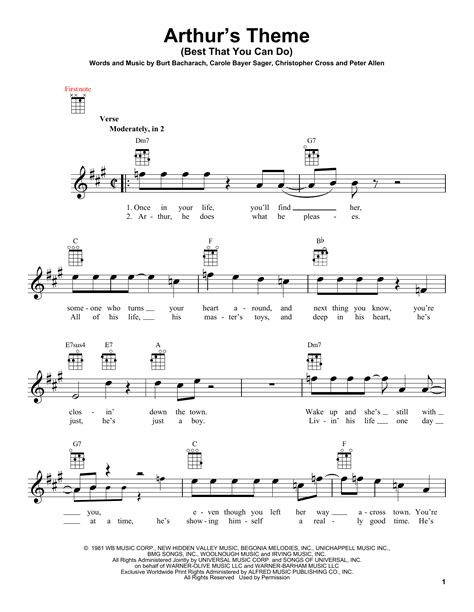 Christopher Cross "Arthur's Theme (Best That You Can Do)" Sheet Music ...