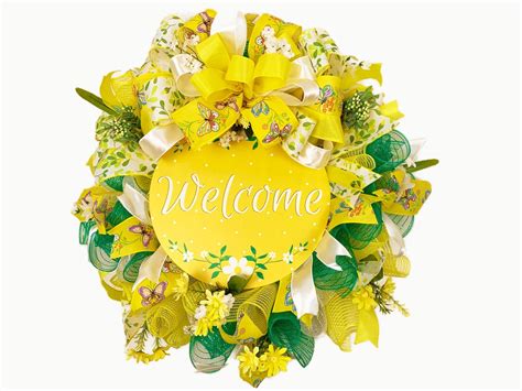 Yellow Daisy Wreath, Spring Daisy Wreath, Yellow Front Door Wreath ...