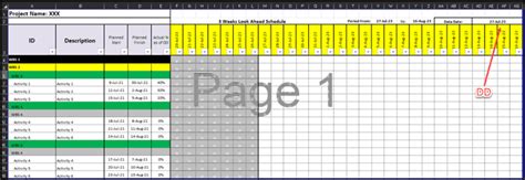 3 Weeks Look Ahead Schedule Excel Sheet - Planning Engineer FZE.