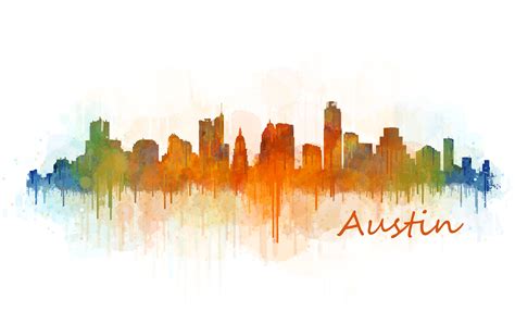 Austin Texas, Cityscape skyline V3 ~ Illustrations ~ Creative Market