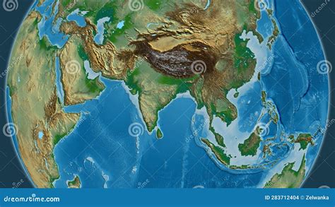 Globe Centered on India Neighborhood. Physical Map Stock Illustration - Illustration of bhutan ...
