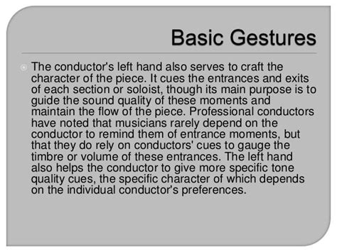 Basic Gestures of the Orchestral Conductor