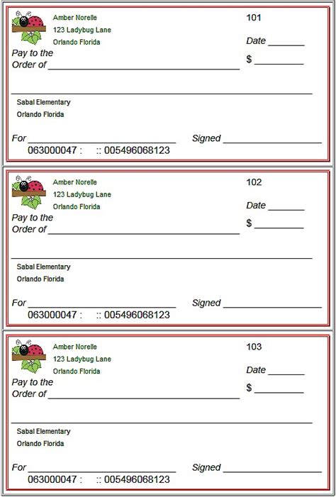 Printable Blank Checks For Students | shop fresh