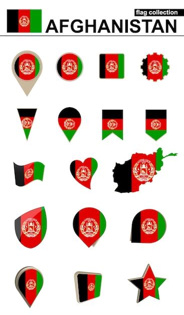 Premium Vector | Afghanistan flag collection big set for design