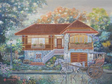 Bahay na bato (Philippine Ancestral House) - by JBulaong 2017 oil on canvas 24" x 32" # ...