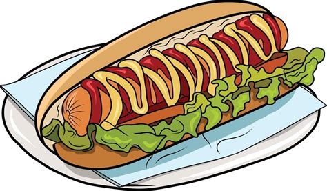 Fast Food Hot Dog Drawing Cartoon Isolated 20838768 Vector Art at Vecteezy