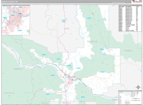 Missoula County, MT Wall Map Premium Style by MarketMAPS - MapSales