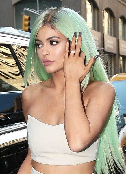 Kylie Jenner Christmas mint green ombre wig… on Stylevore