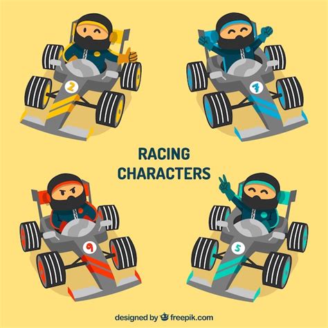 Various f1 racing characters | Free Vector