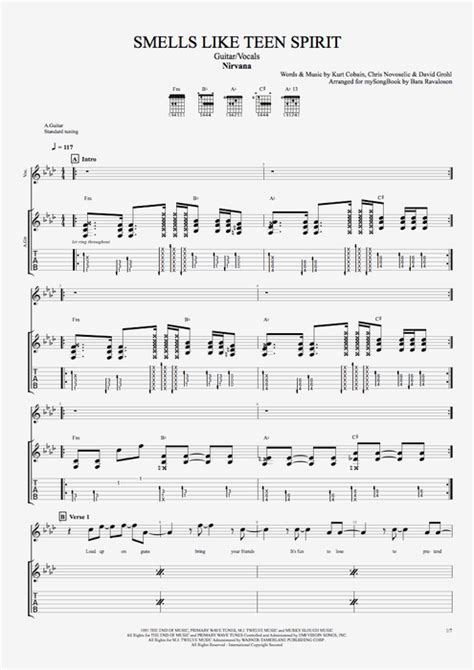 Smells Like Teen Spirit by Nirvana - Guitar & Vocals Guitar Pro Tab | mySongBook.com