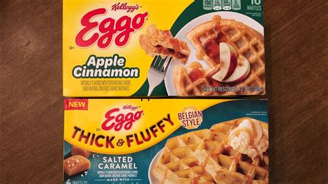 Eggo Waffles Apple Cinnamon and Salted Caramel Thick and Fluffy Review - YouTube