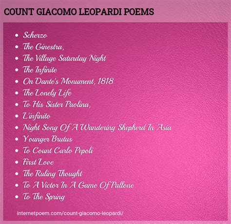 Count Giacomo Leopardi Poems