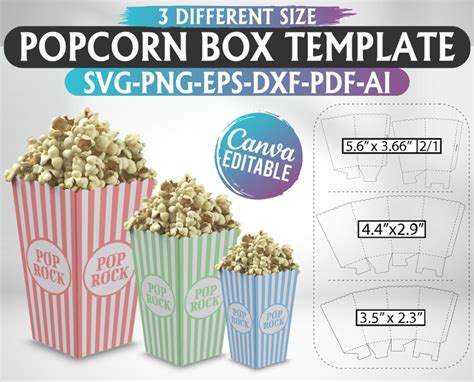 Popcorn Box Template Cricut