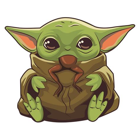 The Mandalorian Baby Yoda Eating Frog Sticker - Sticker Mania