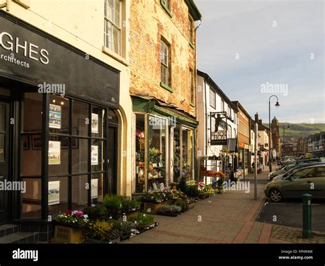 Broad Street Newtown Powys Wales with selection local independent Stock Photo: 99965620 - Alamy