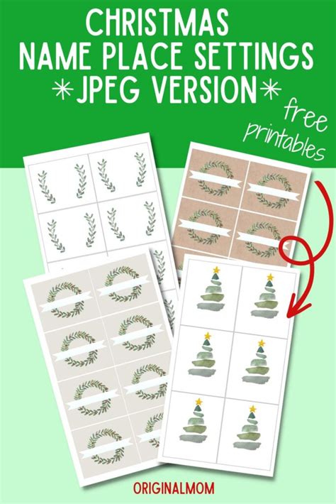 Festive Watercolor Free Printable Christmas Name Place Settings ...