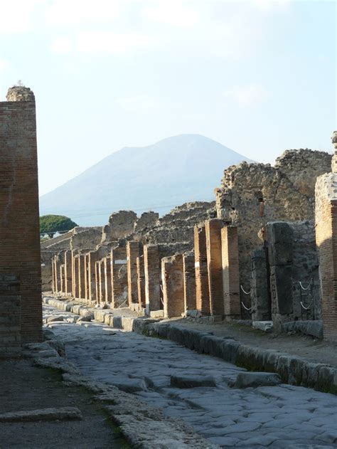 Ruins of Pompeii, Mt. Vesuvius is in the background. October, 2008 ...