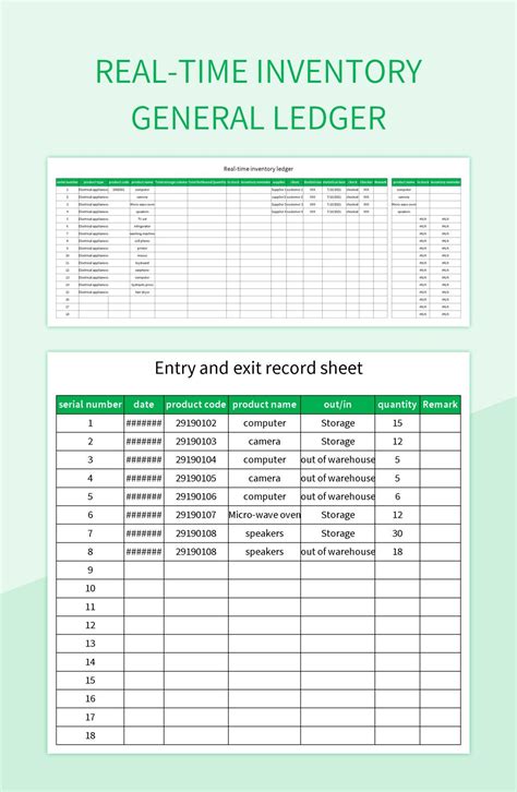 Real-time Inventory General Ledger Excel Template And Google Sheets File For Free Download ...