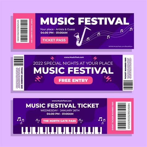 Download the Set of Music Festival Ticket Template 5363988 royalty-free Vector from Vecteezy for ...