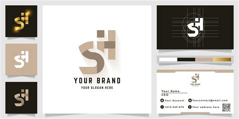 Letter SH or SiH monogram logo with business card design 10169352 ...