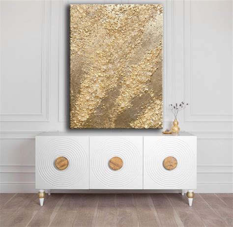 Gold Leaf Abstract Wall Art Gold Leaf Painting on Canvas | Etsy