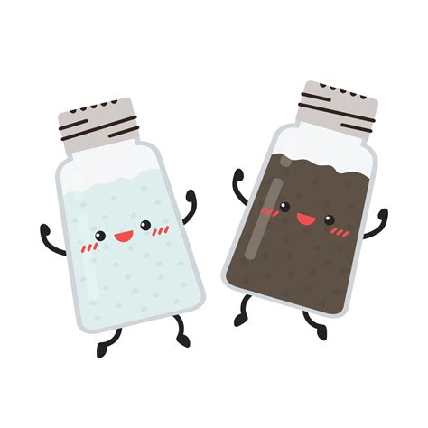 Salt and Pepper shaker vector. Cute cartoon salt and pepper shaker ...