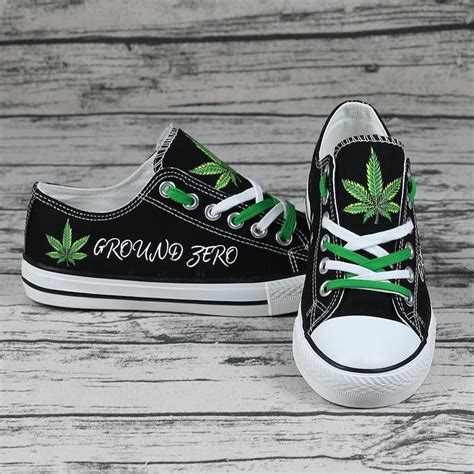 Weed Cannabis Shoes Best Custom Personalized Name Black Low | Etsy