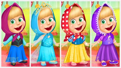 Masha And The Bear Disney Princess Dress Up (Маша и Медведь) Games For Kids - YouTube