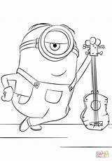 Minion Stuart With Guitar coloring Page  Free Printable Coloring Pages sketch template