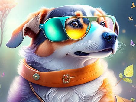 A dog wearing sunglasses and a leather collar Image & Design ID ...