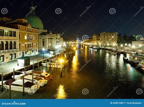 Grand Canal Night View. Venice, Italy. Stock Image - Image of ...